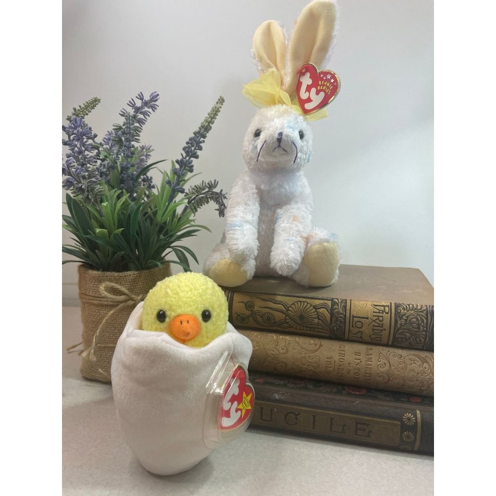 Vintage Ty Beanie Babies Carrot and Eggbert  Tags Intact Easter Spring